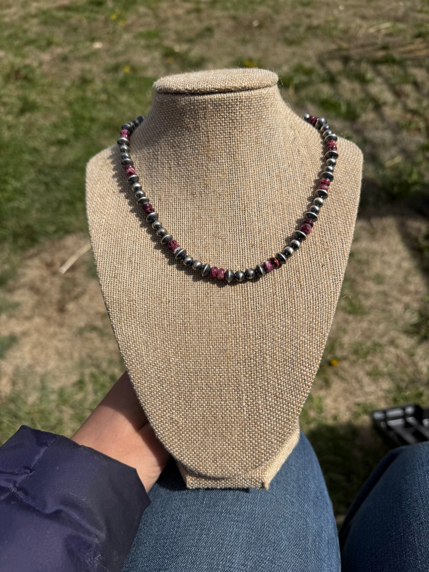 Purple Spiny Textured Navajo Pearl Necklace