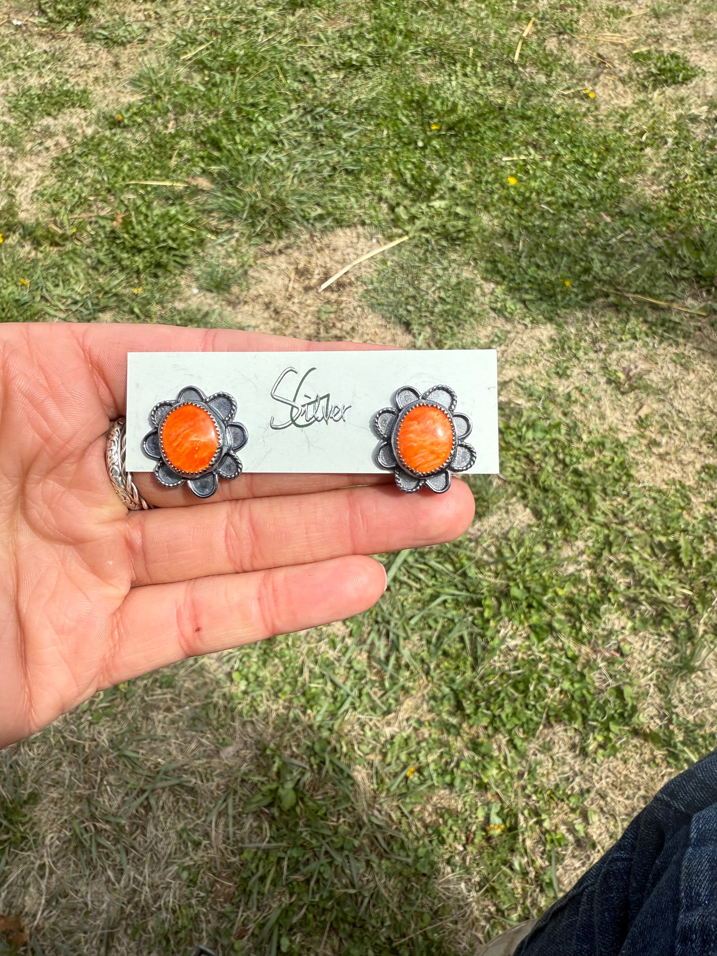 Orange Spiny Rosie Studs
