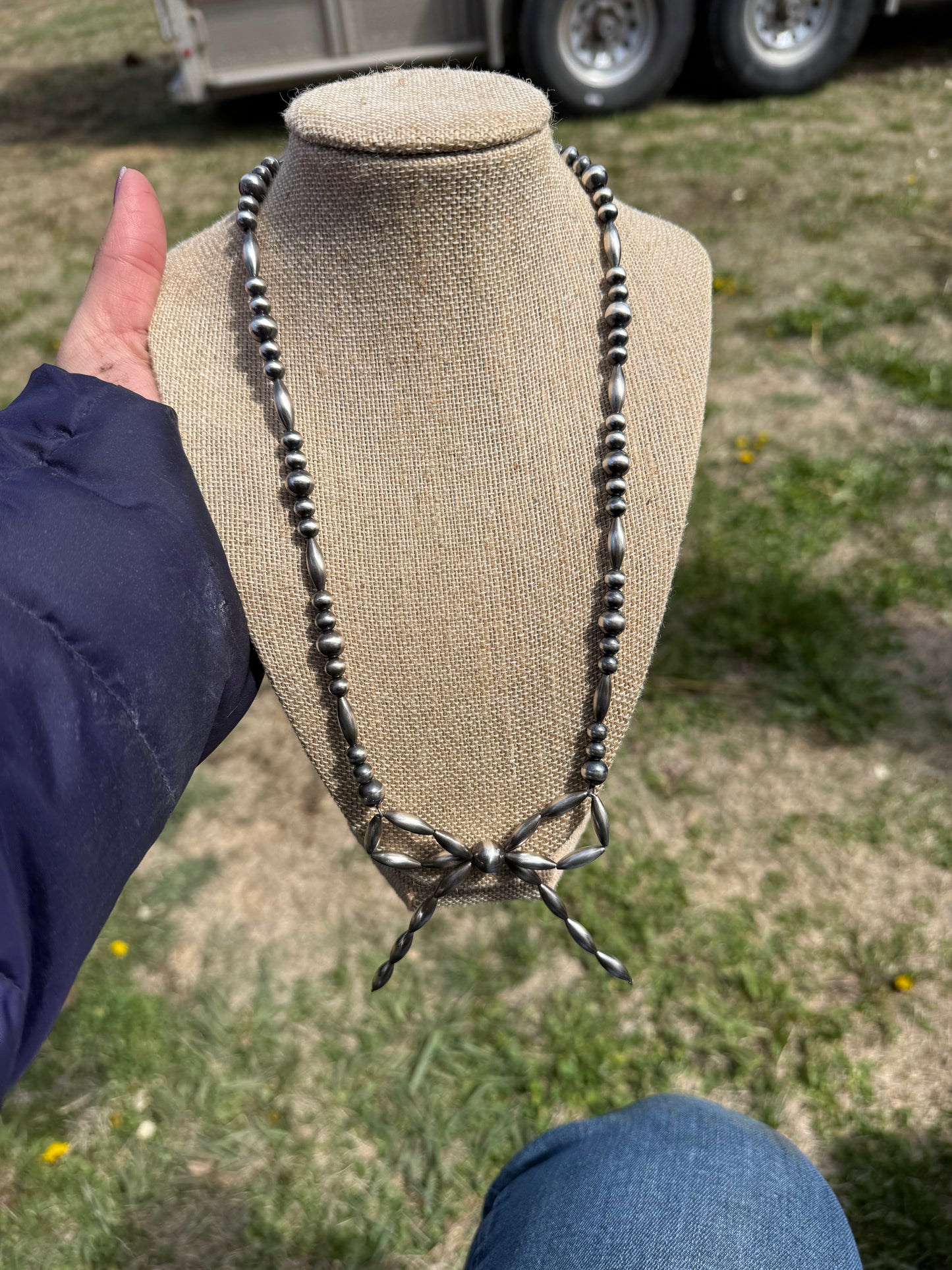 Torpedo Bead Bow Necklace