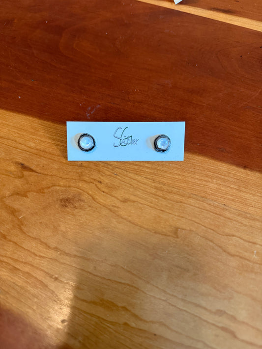 July Mother of Pearl Stud Earrings