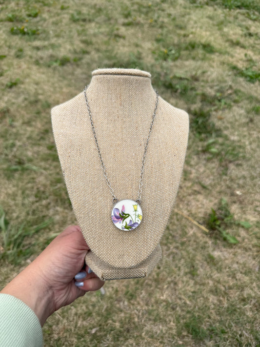 Violet China Plate Necklace