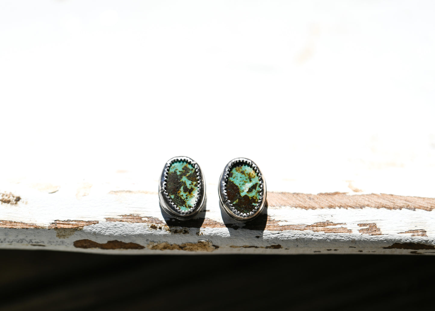 Brown Matrix Hubei Turquoise Studs